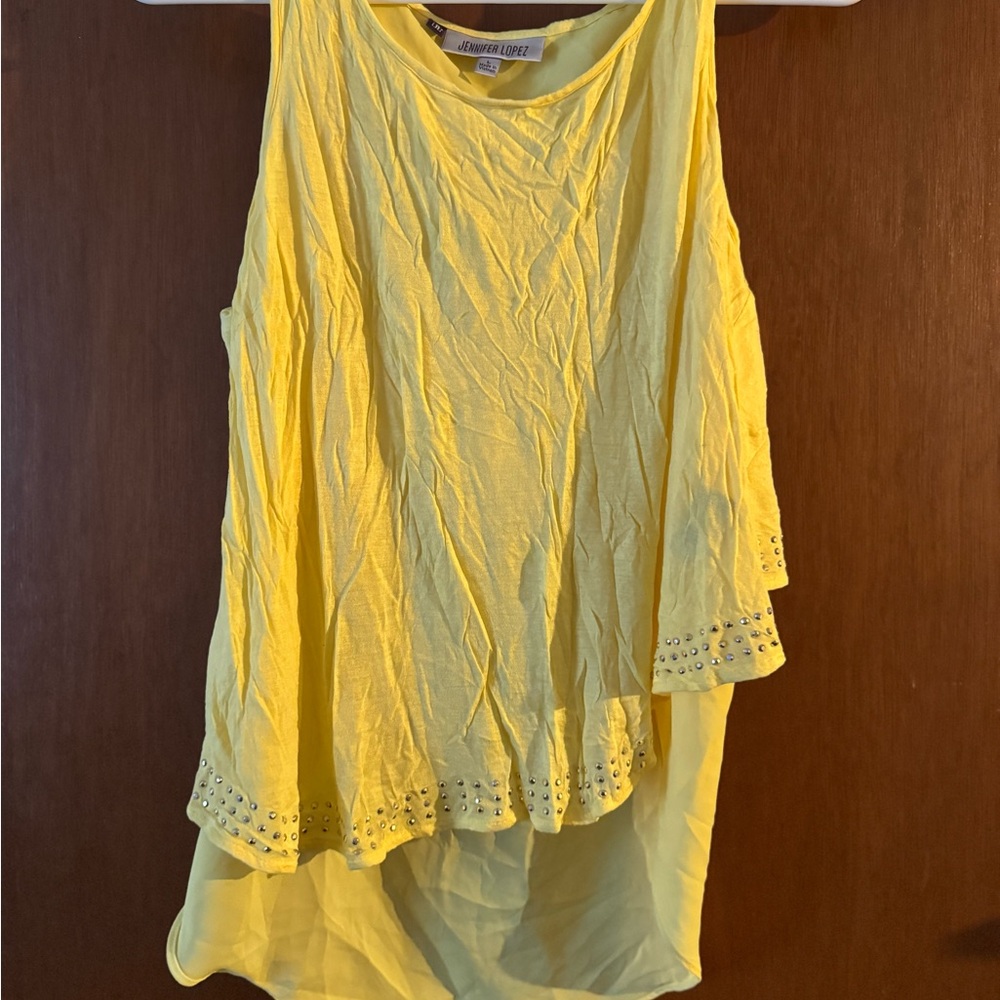 Jennifer Lopez Sunny Yellow Tank with Embellishments